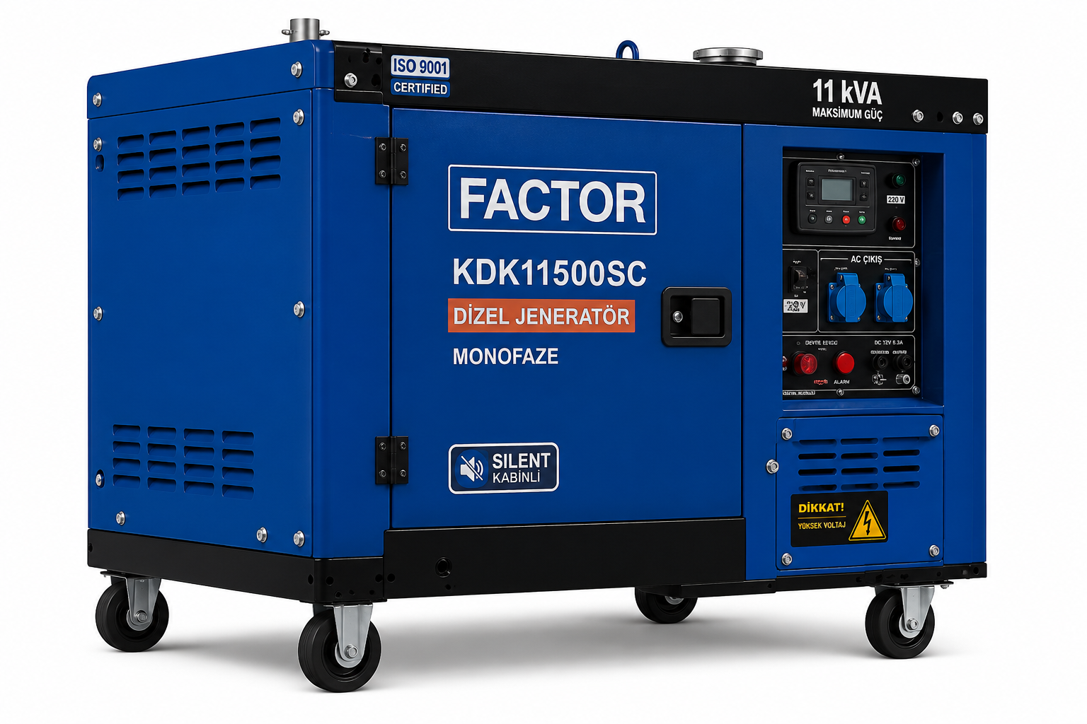 Factor KDK11500SC 11 kVA Kabinli Monofaze Dizel Jeneratör | Blok Yapı Market
