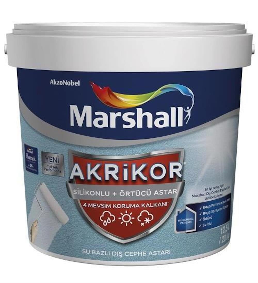 MARSHALLİç Cephe Marshall Akrikor Silikonlu Örtücü Astar Beyaz 2.5 Lt