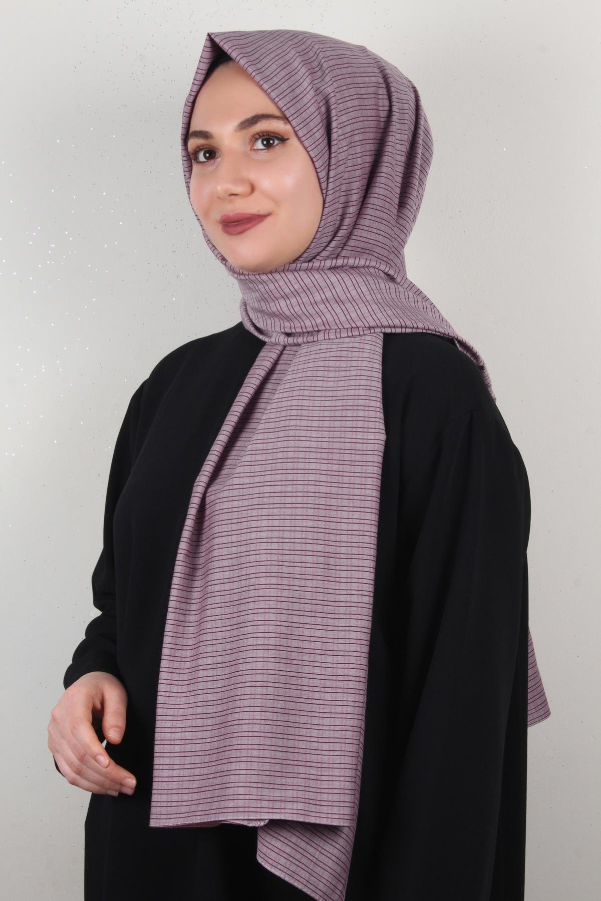 % 100 Coton Şal 8083-1 Vişne 