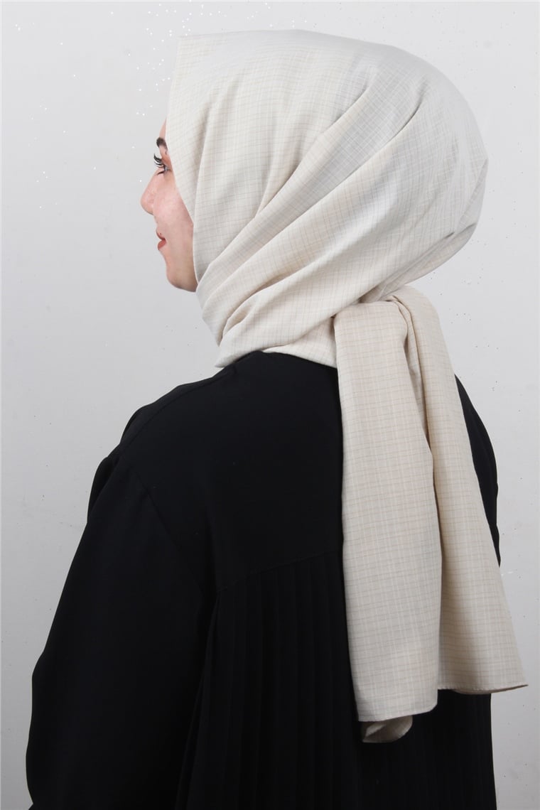 % 100 Cotton Carre Şal 8083-11 Taş