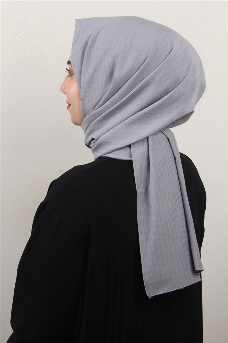 % 100 Cotton Carre Şal 8083-13 Gri
