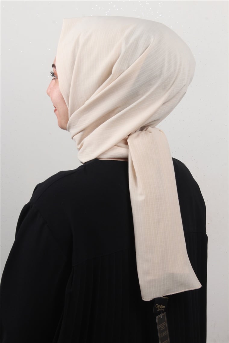 % 100 Cotton Carre Şal 8083-14 Krem