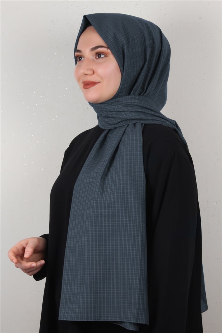 % 100 Cotton Carre Şal 8083-16 Antrasit