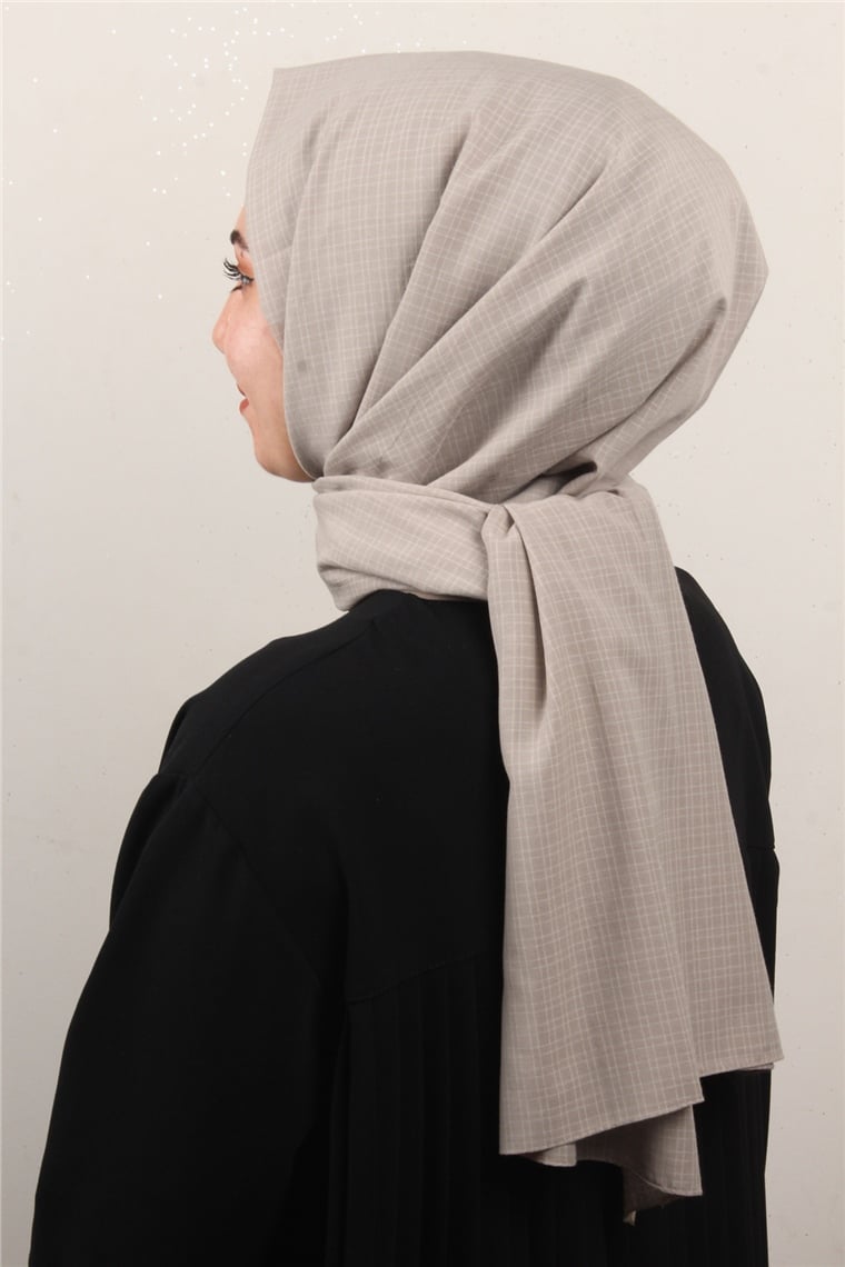 % 100 Cotton Carre Şal 8083-18 Koyu Taş