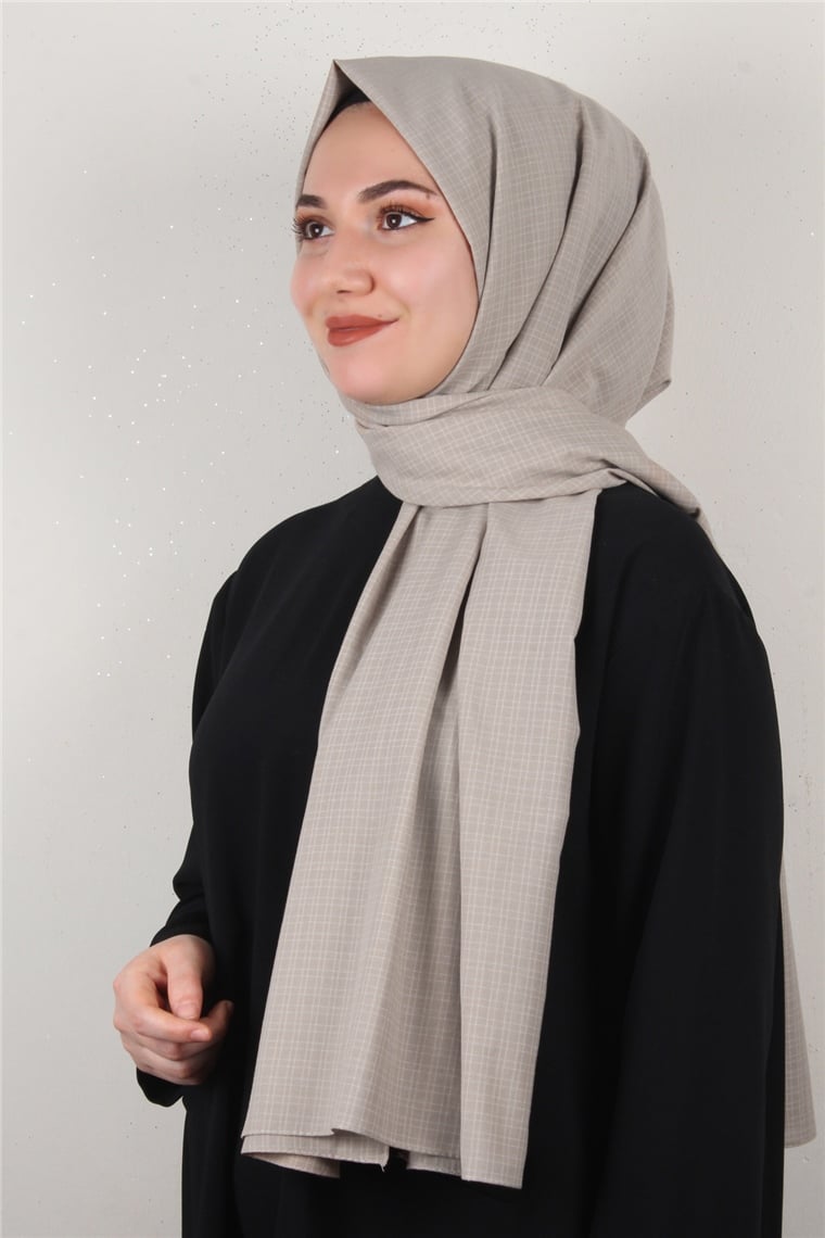 % 100 Cotton Carre Şal 8083-18 Koyu Taş