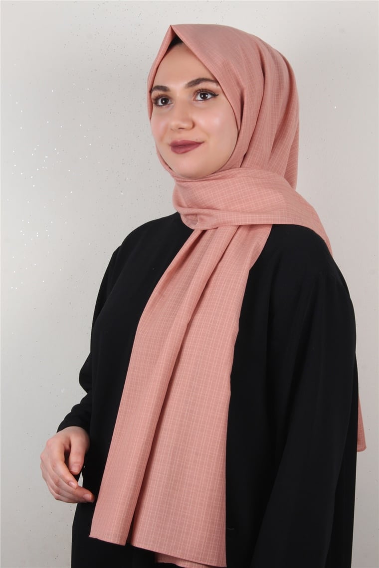 % 100 Cotton Carre Şal 8083-2 Şeftali
