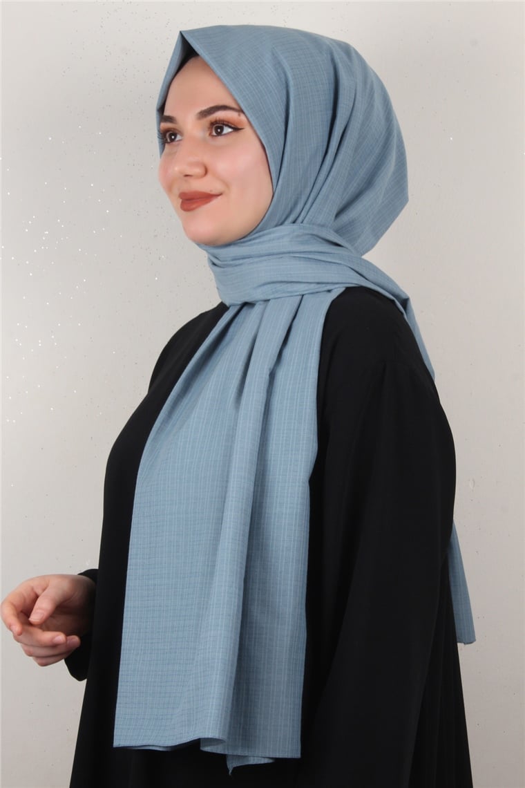 % 100 Cotton Carre Şal 8083-22 İndigo