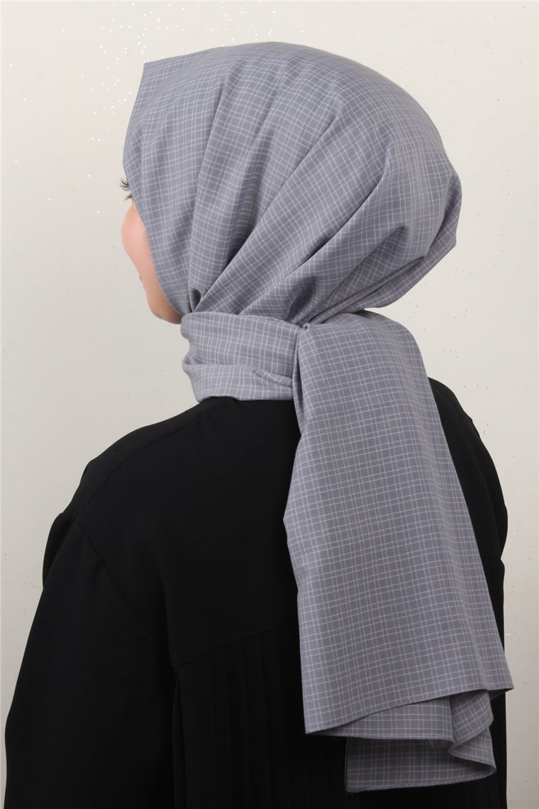 % 100 Cotton Carre Şal 8083-4 Füme