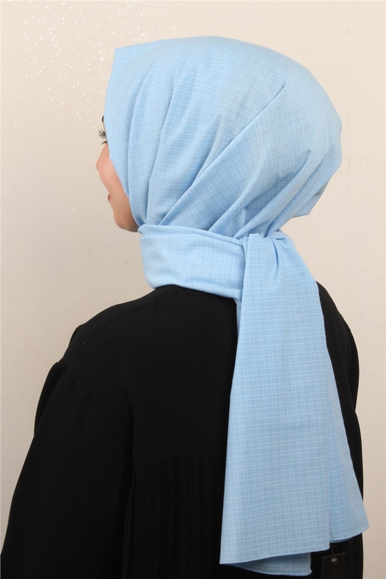 % 100 Cotton Carre Şal 8083-7 Bebe Mavisi
