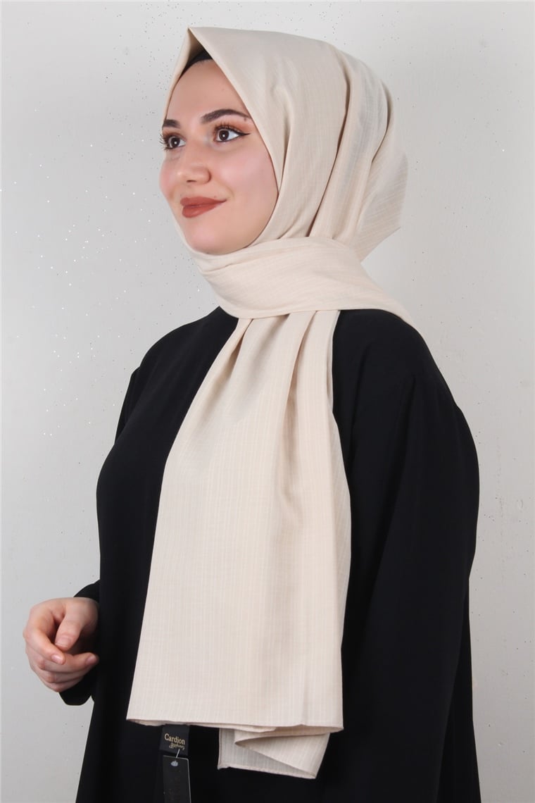 % 100 Cotton Carre Şal 8083-8 Bej