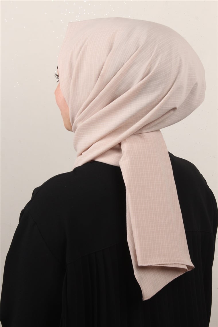 % 100 Cotton Carre Şal 8083-8 Bej