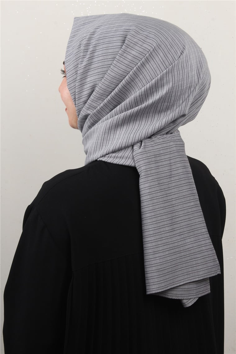 % 100 Cotton Carre Şal 8083-9 Gri