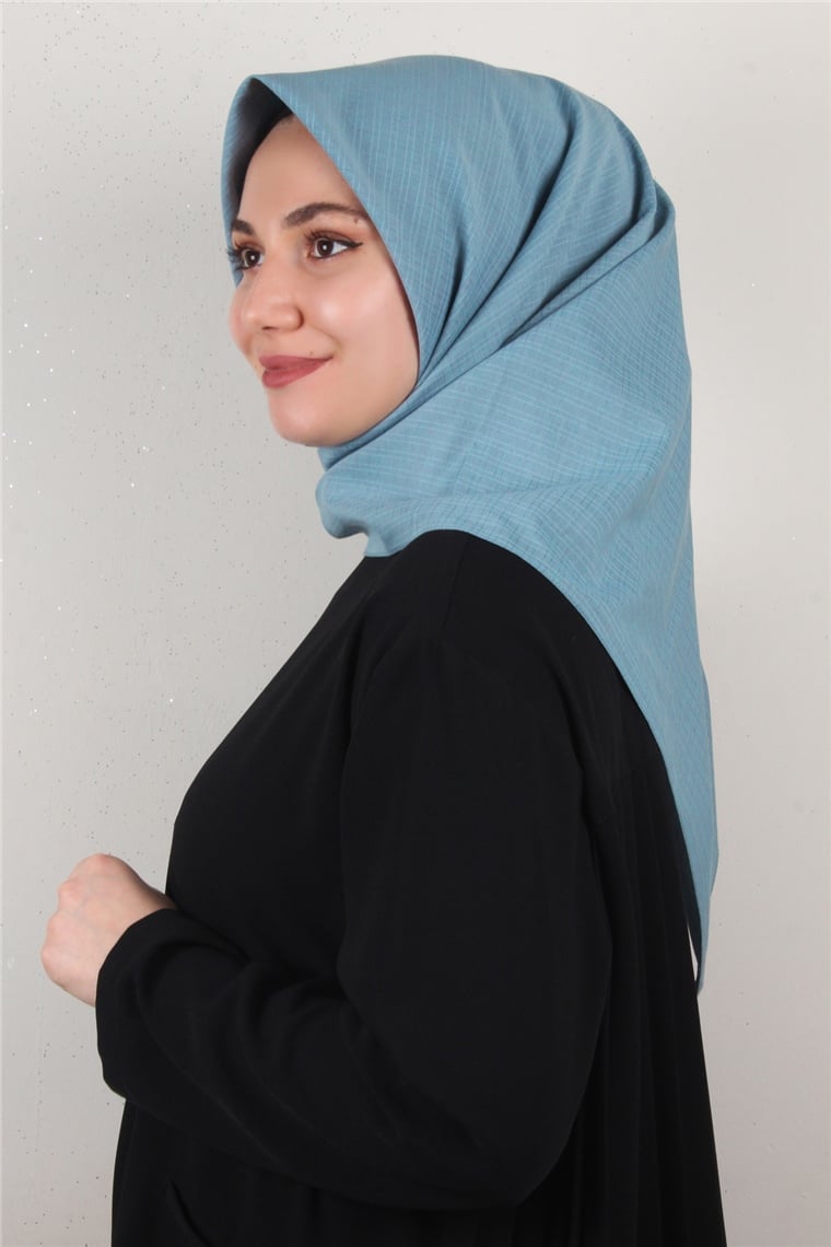 %100 Cotton Carre Eşarp 8082-10 İndigo