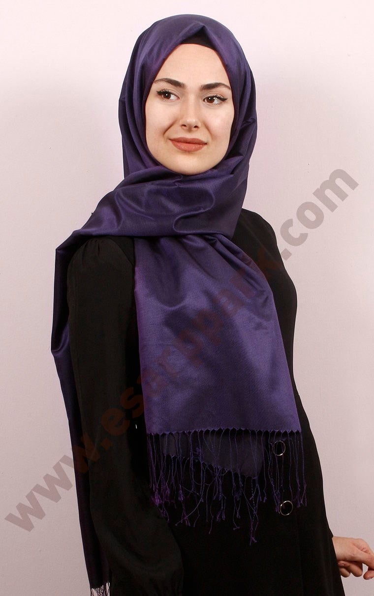 1010163-389 AKER İPEK ŞAL MOR SİYAH