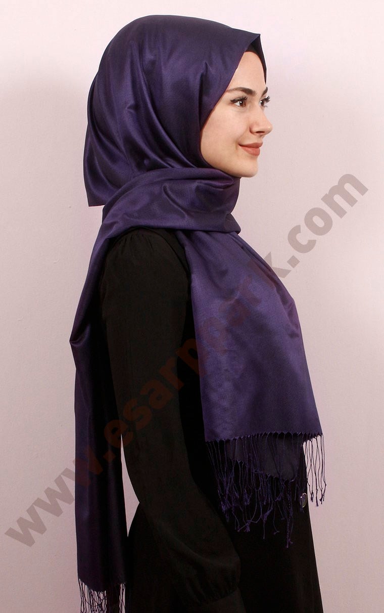 1010163-389 AKER İPEK ŞAL MOR SİYAH