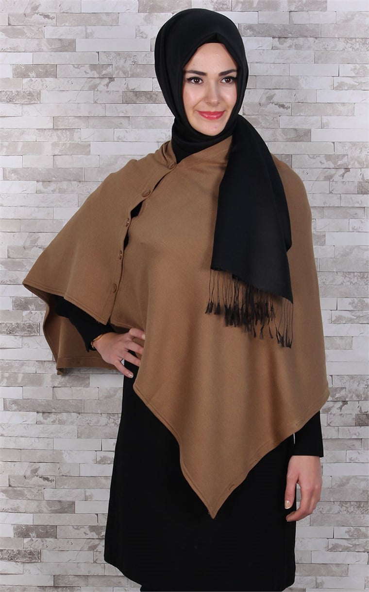 513-0001-07 DÜĞMELİ PANÇO CAMEL