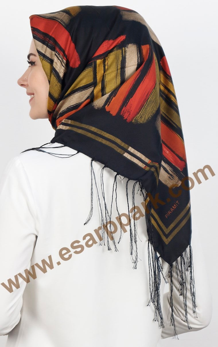 111-0011-17 PİRAMİT PÜSKÜLLÜ EŞARP