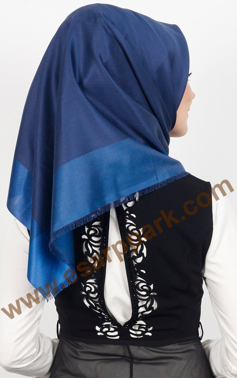 1240-02 ARMİNE İPEK ŞAL EŞARP LACİVERT