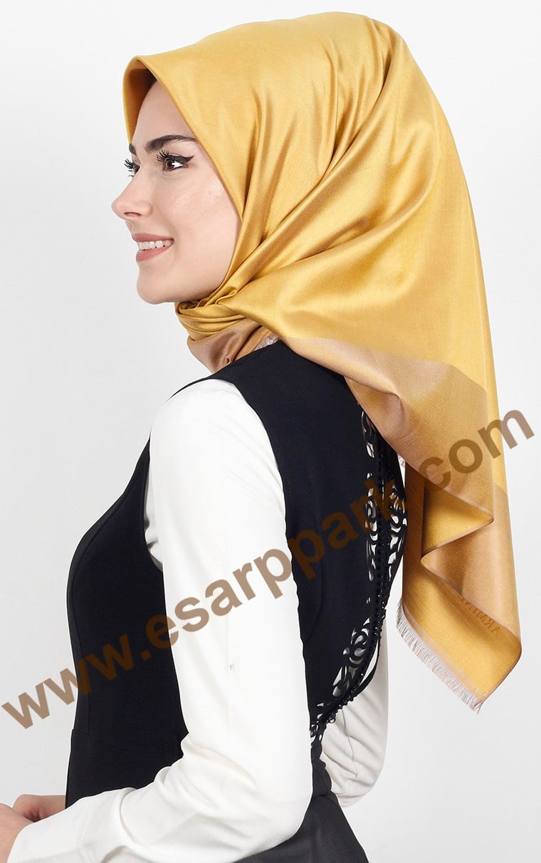 1240-04 ARMİNE İPEK ŞAL EŞARP GOLD