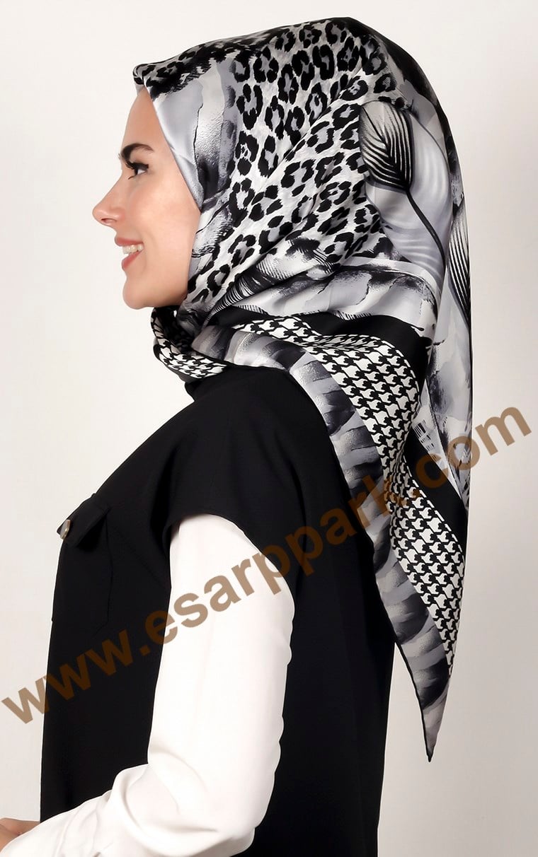1454-1 SARAR İPEK SİYAH GRİ