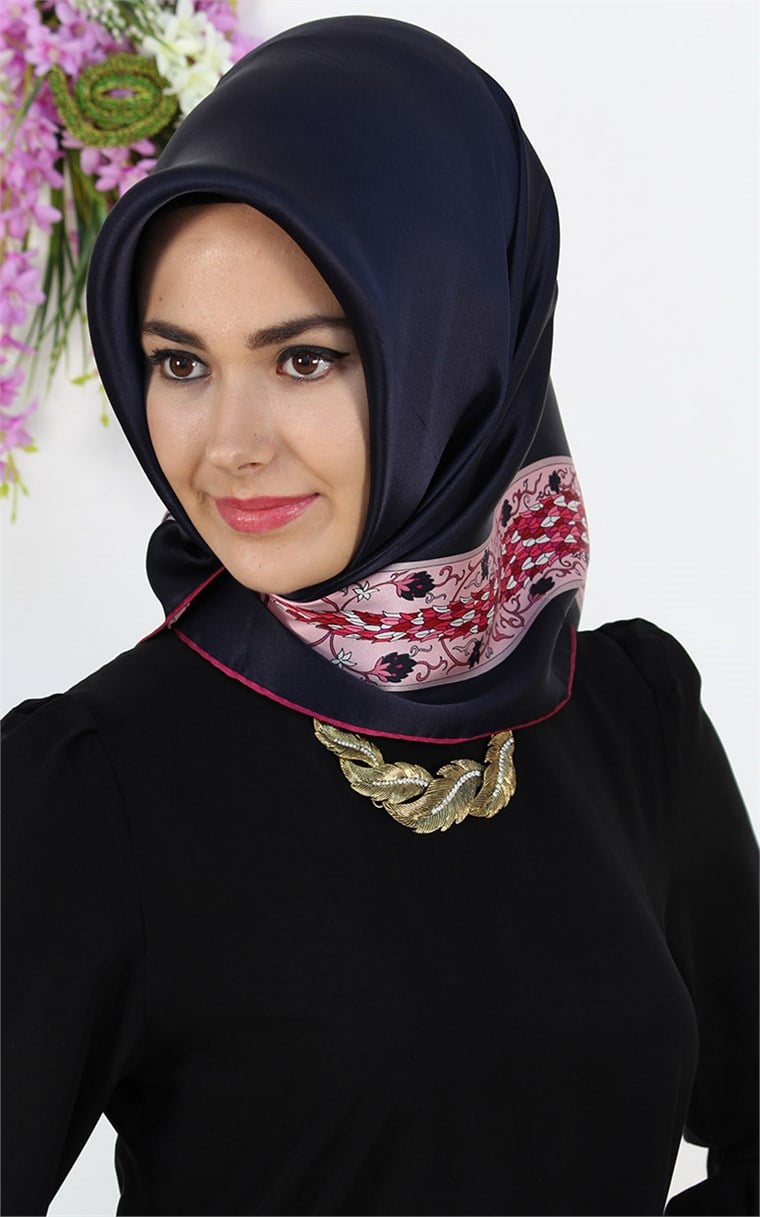 5552-22 ARMİNE İPEK LACİVERT FUŞYA