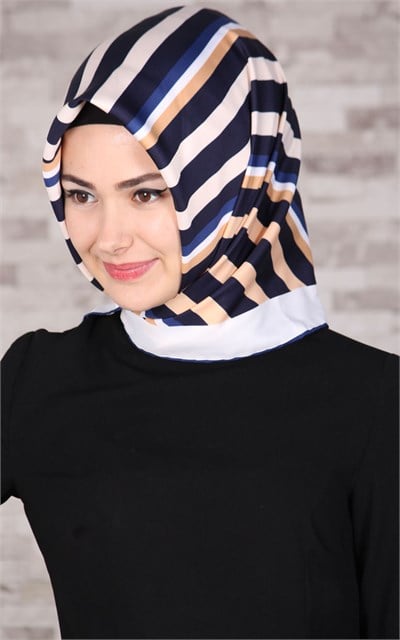 102-0034-04 U.S POLO ASSN EŞARP KREM-LACİVERT