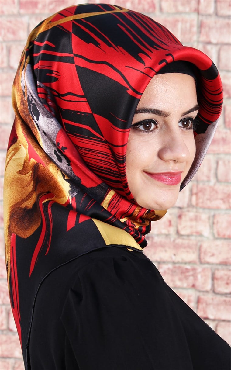 5738-16 ARMİNE İPEK SİYAH KIRMIZI