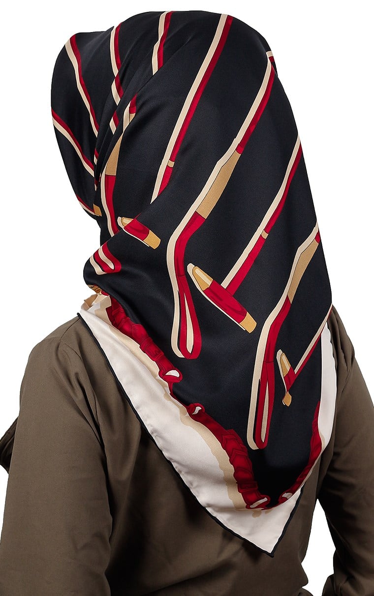 102-0007-10 U.S POLO ASSN EŞARP SİYAH KIRMIZI