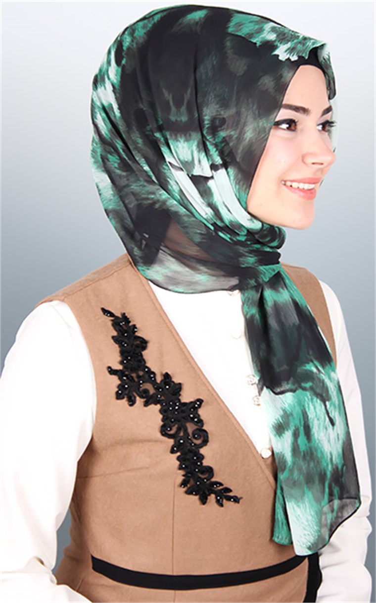 525-0001-14 FİESTA KREP ŞAL YEŞİL