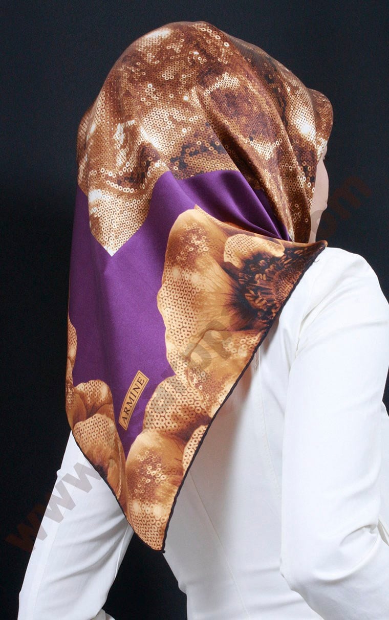 3866-7 ARMİNE İPEK EŞARP SAKS LİLA