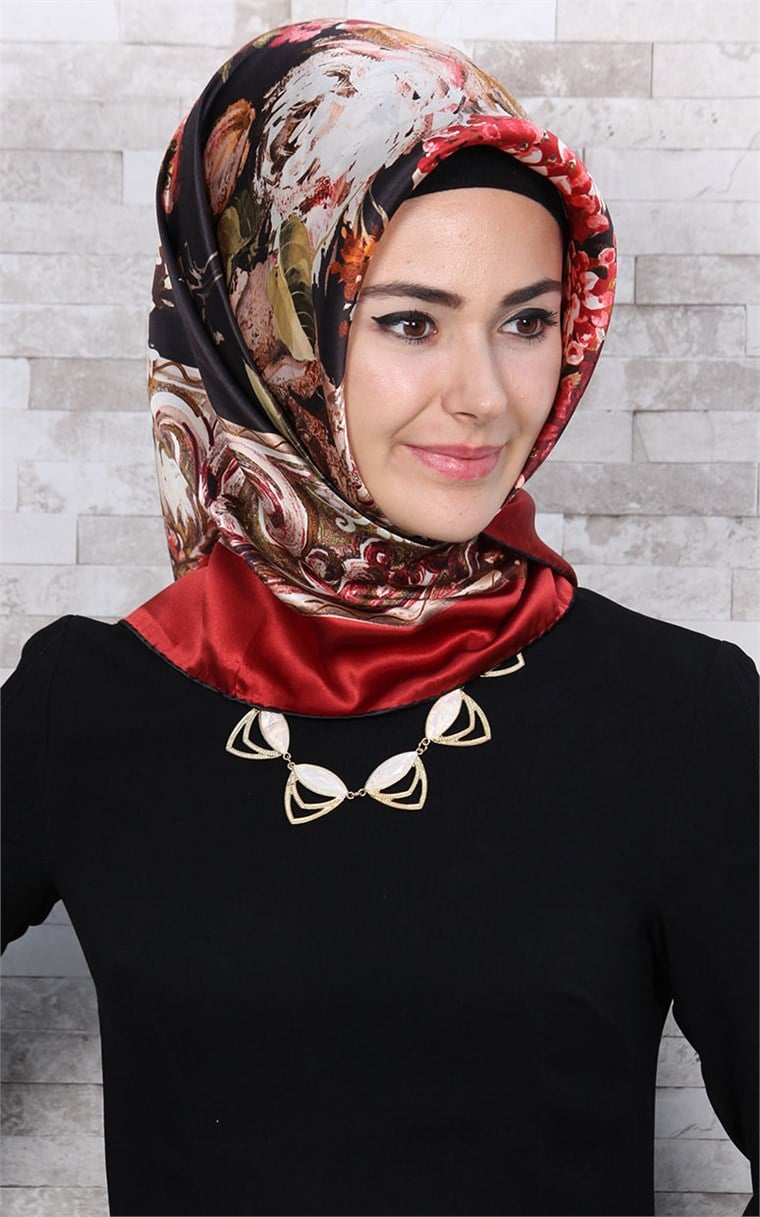 3865-25 ARMİNE İPEK KIRMIZI KAHVE