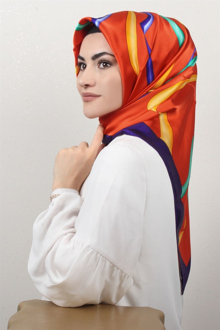 4858-12 ARMİNE İPEK LACİVERT KAHVE