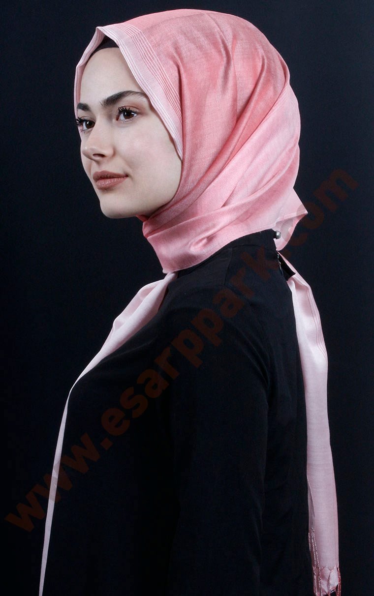 500-0010-02 ÇİFT YÖNLÜ İPEKSİ ŞAL  AÇIK PEMBE