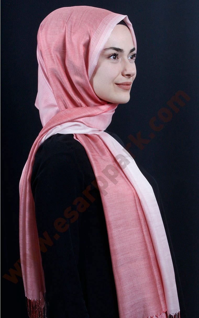500-0010-02 ÇİFT YÖNLÜ İPEKSİ ŞAL  AÇIK PEMBE