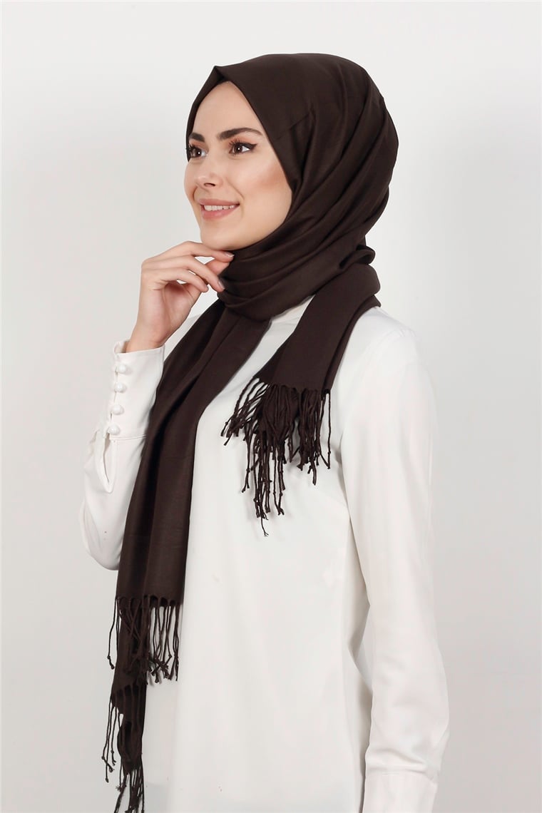 520-0001-09 DÜZ PAŞMİNA ŞAL K.KAHVE