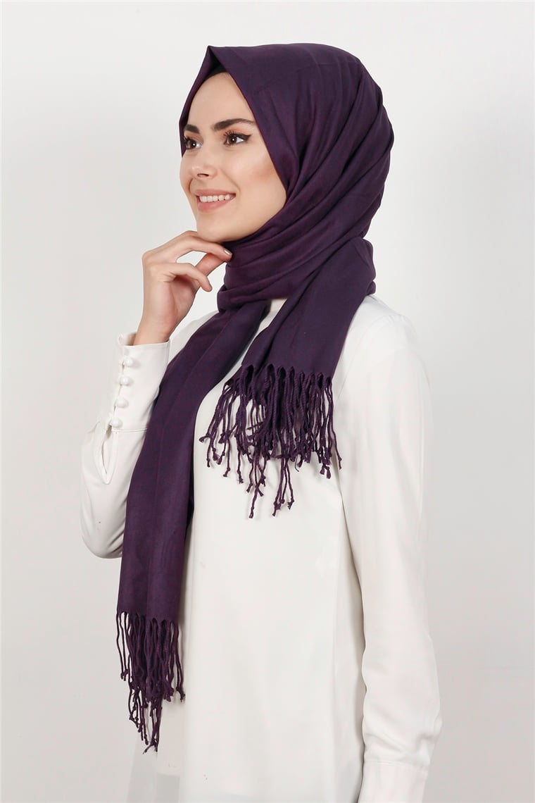 520-0001-11 DÜZ PAŞMİNA ŞAL MOR