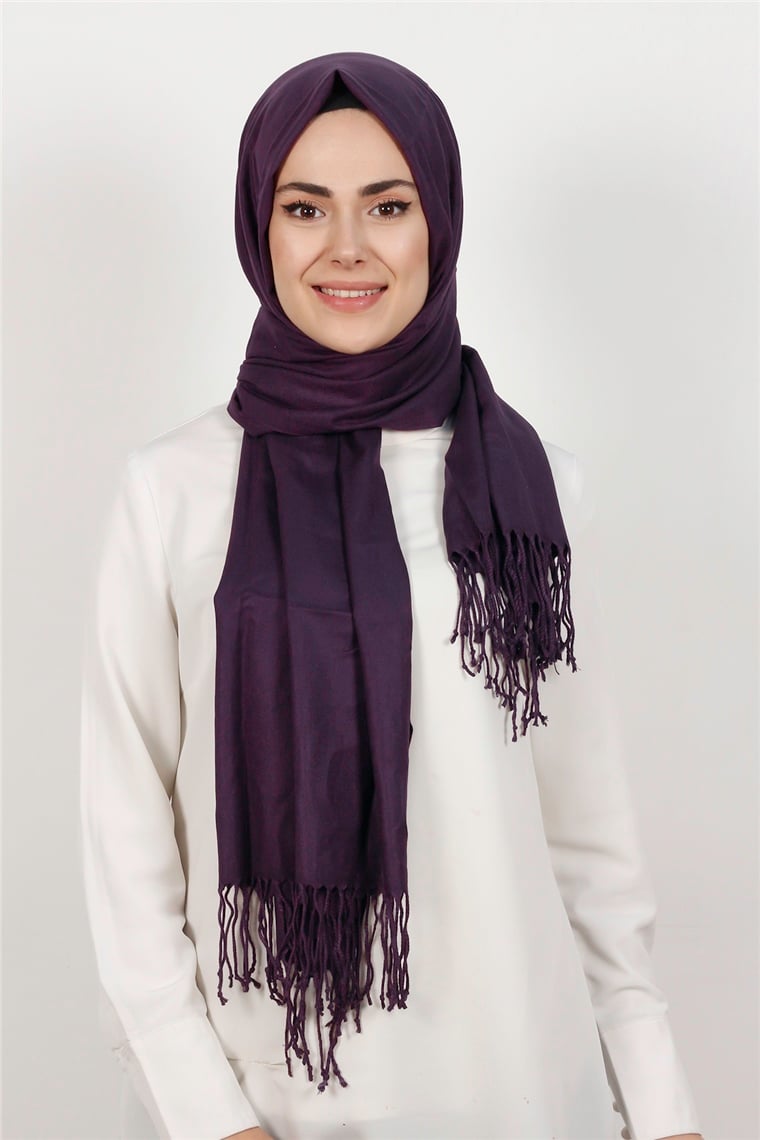 520-0001-11 DÜZ PAŞMİNA ŞAL MOR