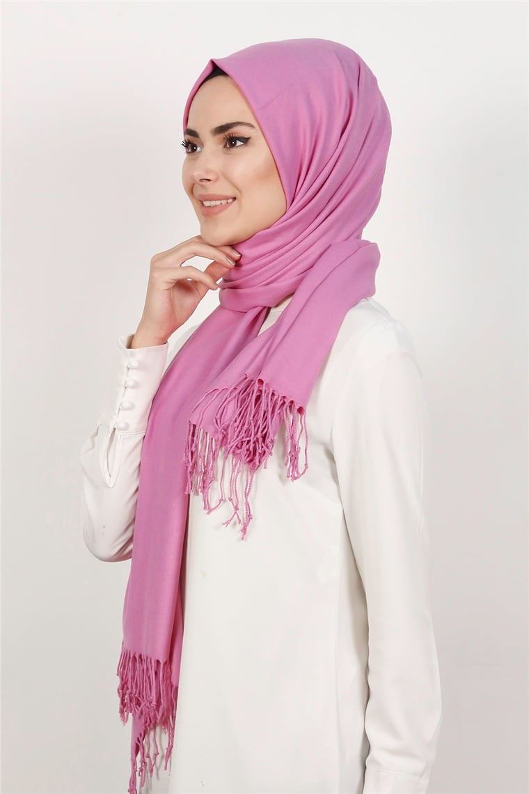 520-0001-15 DÜZ PAŞMİNA ŞAL PEMBE