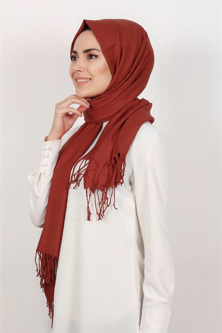 520-0001-26 DÜZ PAŞMİNA ŞAL KİREMİT