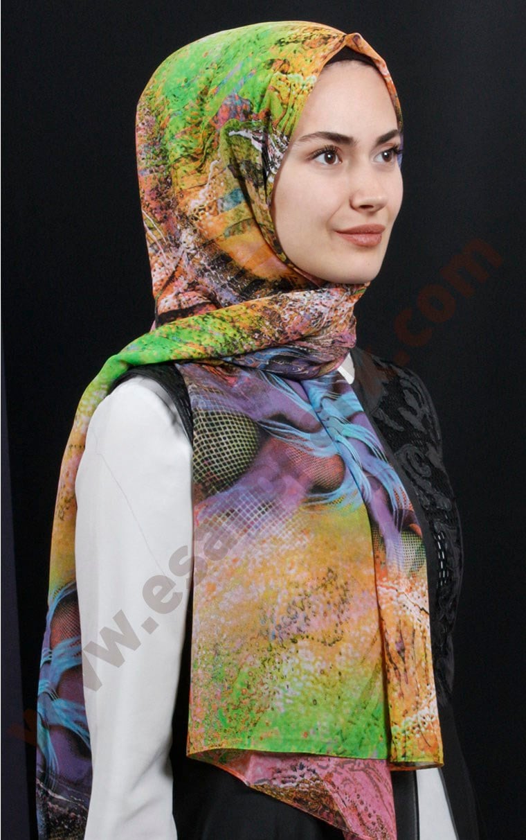 525-0001-09 FİESTA KREP ŞAL KOYU MOR