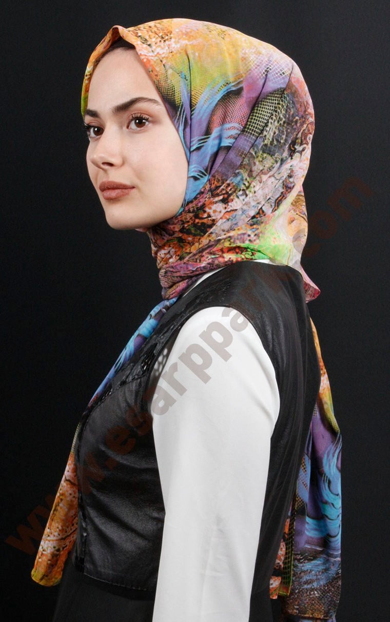 525-0001-09 FİESTA KREP ŞAL KOYU MOR