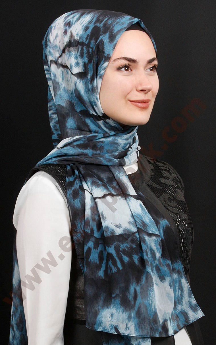 525-0001-15 FİESTA KREP ŞAL MAVİ