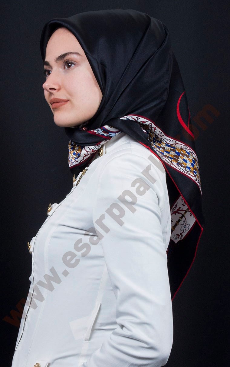 5552-02 ARMİNE İPEK LACİVERT KIRMIZI