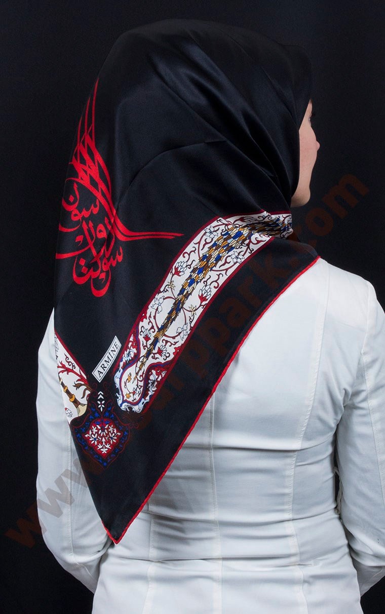 5552-02 ARMİNE İPEK LACİVERT KIRMIZI