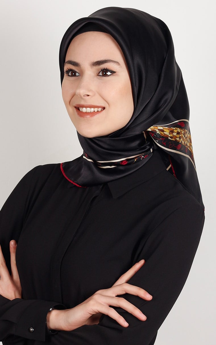 5552-07 ARMİNE İPEK SİYAH KIRMIZI