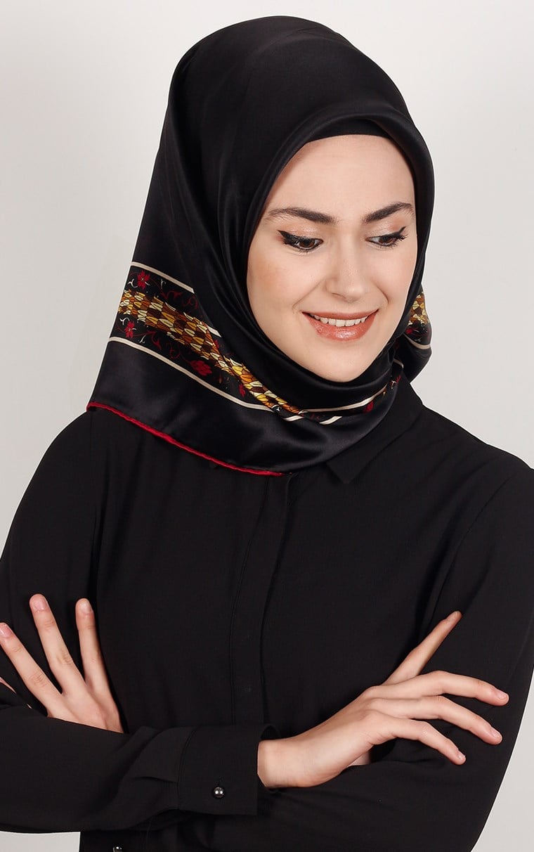 5552-07 ARMİNE İPEK SİYAH KIRMIZI