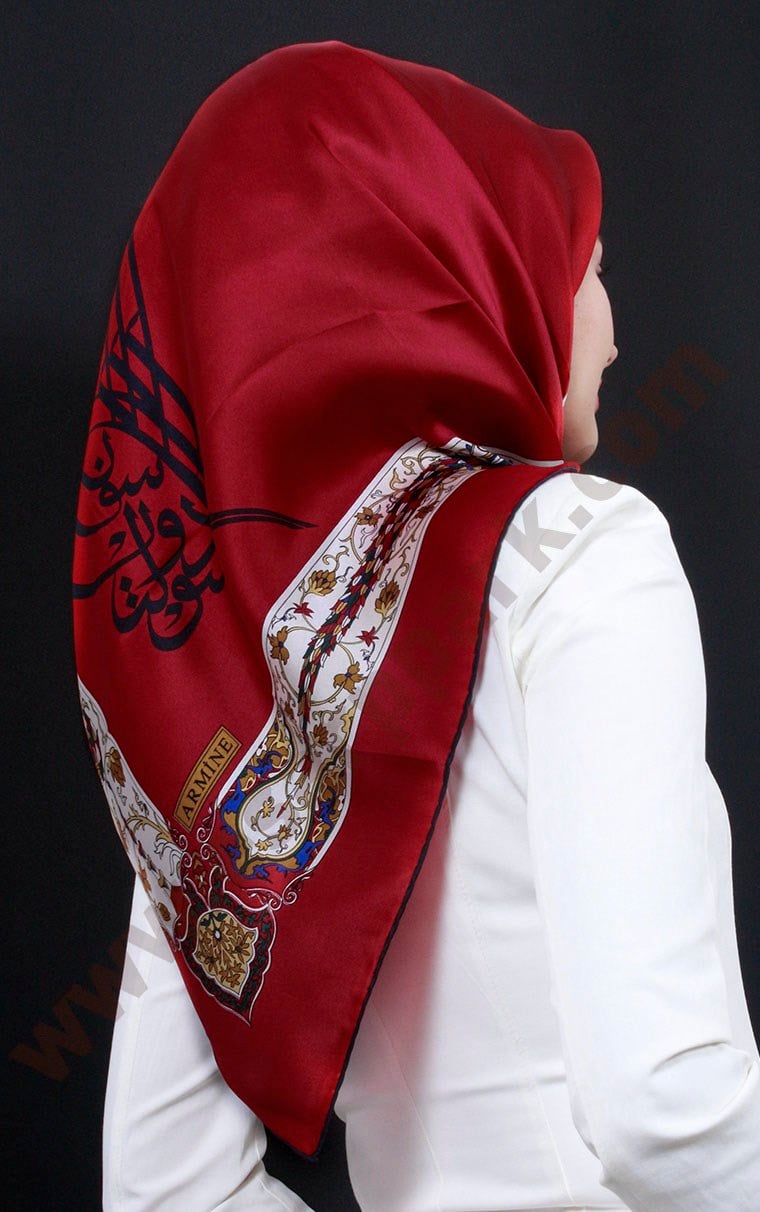 5552-18 ARMİNE İPEK KIRMIZI LACİVERT