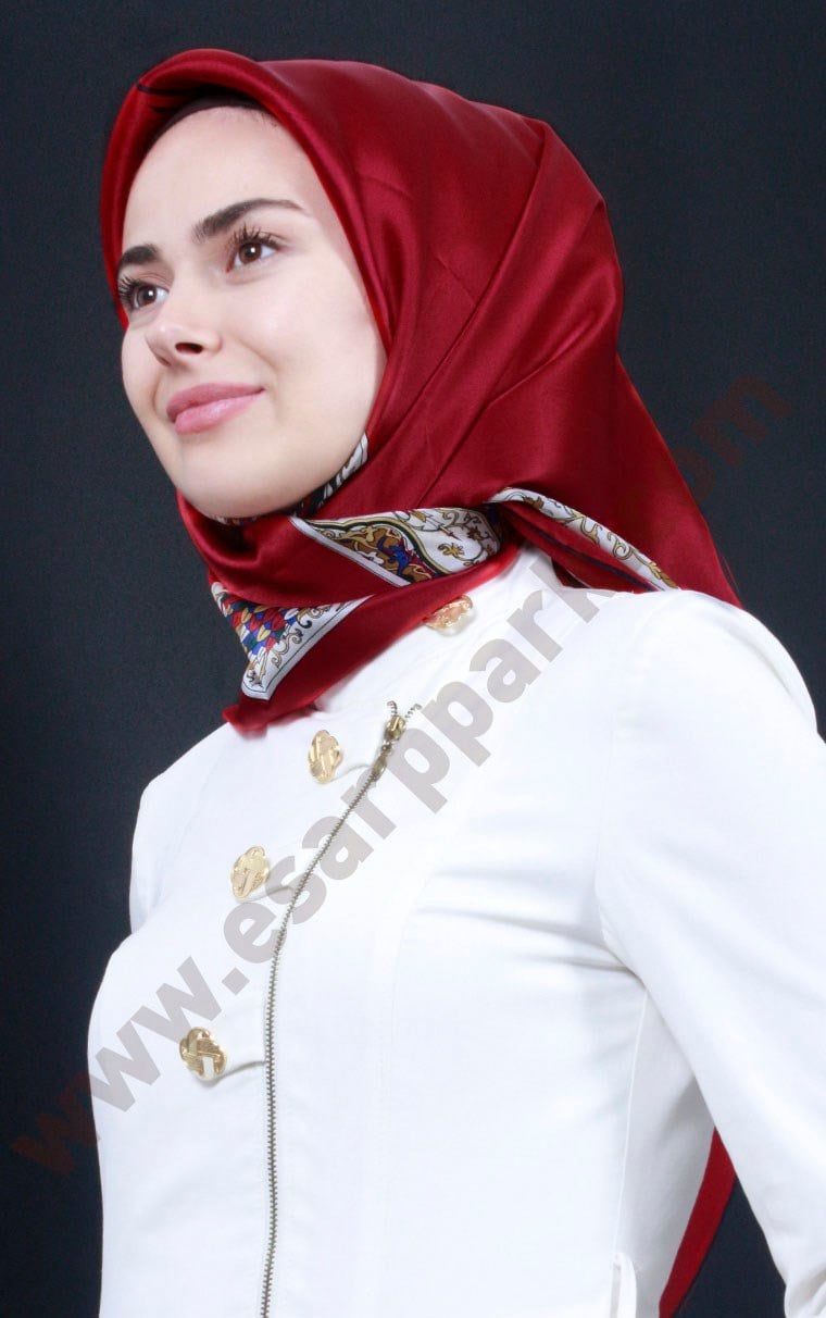 5552-18 ARMİNE İPEK KIRMIZI LACİVERT