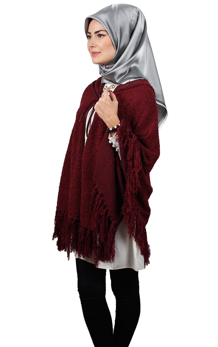 Kapşonlu Panço 10011-2