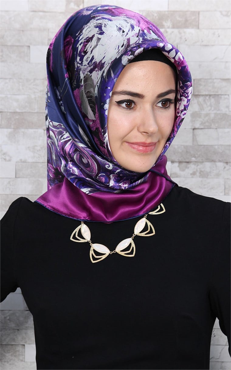 3865-31 ARMİNE İPEK LACİVERT MOR